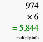 How to calculate 974 times 6 using long multiplication