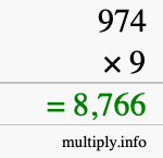 How to calculate 974 times 9 using long multiplication
