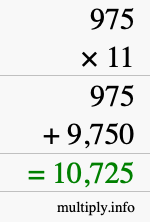 How to calculate 975 times 11 using long multiplication How to calculate 975 times 11 using long multiplication