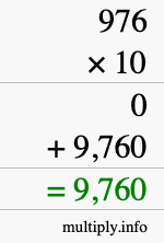 How to calculate 976 times 10 using long multiplication