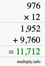 How to calculate 976 times 12 using long multiplication How to calculate 976 times 12 using long multiplication