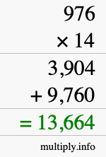 How to calculate 976 times 14 using long multiplication How to calculate 976 times 14 using long multiplication