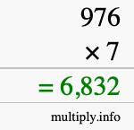 How to calculate 976 times 7 using long multiplication