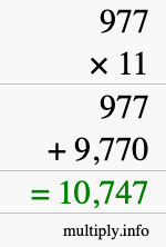 How to calculate 977 times 11 using long multiplication How to calculate 977 times 11 using long multiplication