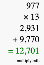 How to calculate 977 times 13 using long multiplication How to calculate 977 times 13 using long multiplication
