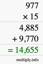 How to calculate 977 times 15 using long multiplication How to calculate 977 times 15 using long multiplication