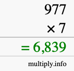 How to calculate 977 times 7 using long multiplication