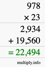 How to calculate 978 times 23 using long multiplication How to calculate 978 times 23 using long multiplication