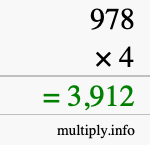 How to calculate 978 times 4 using long multiplication How to calculate 978 times 4 using long multiplication
