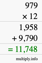 How to calculate 979 times 12 using long multiplication How to calculate 979 times 12 using long multiplication