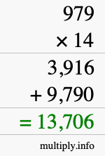 How to calculate 979 times 14 using long multiplication How to calculate 979 times 14 using long multiplication