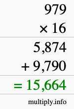 How to calculate 979 times 16 using long multiplication