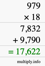 How to calculate 979 times 18 using long multiplication