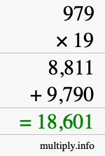 How to calculate 979 times 19 using long multiplication