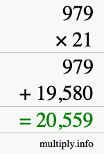 How to calculate 979 times 21 using long multiplication