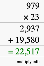 How to calculate 979 times 23 using long multiplication How to calculate 979 times 23 using long multiplication