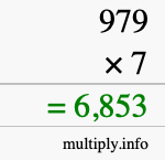 How to calculate 979 times 7 using long multiplication