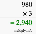 How to calculate 980 times 3 using long multiplication How to calculate 980 times 3 using long multiplication