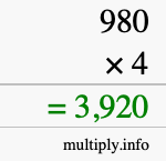 How to calculate 980 times 4 using long multiplication How to calculate 980 times 4 using long multiplication