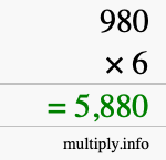How to calculate 980 times 6 using long multiplication How to calculate 980 times 6 using long multiplication