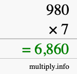 How to calculate 980 times 7 using long multiplication
