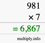 How to calculate 981 times 7 using long multiplication