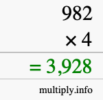 How to calculate 982 times 4 using long multiplication How to calculate 982 times 4 using long multiplication
