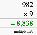 How to calculate 982 times 9 using long multiplication How to calculate 982 times 9 using long multiplication