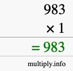 How to calculate 983 times 1 using long multiplication