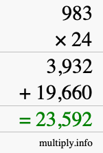 How to calculate 983 times 24 using long multiplication How to calculate 983 times 24 using long multiplication