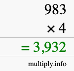 How to calculate 983 times 4 using long multiplication How to calculate 983 times 4 using long multiplication
