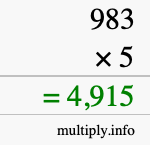 How to calculate 983 times 5 using long multiplication