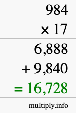 How to calculate 984 times 17 using long multiplication