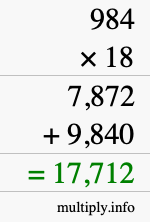 How to calculate 984 times 18 using long multiplication