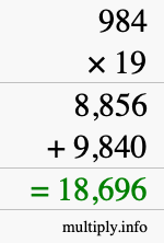 How to calculate 984 times 19 using long multiplication