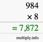How to calculate 984 times 8 using long multiplication How to calculate 984 times 8 using long multiplication