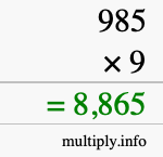 How to calculate 985 times 9 using long multiplication How to calculate 985 times 9 using long multiplication