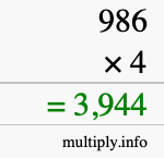 How to calculate 986 times 4 using long multiplication How to calculate 986 times 4 using long multiplication
