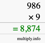 How to calculate 986 times 9 using long multiplication How to calculate 986 times 9 using long multiplication