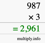 How to calculate 987 times 3 using long multiplication How to calculate 987 times 3 using long multiplication