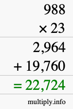 How to calculate 988 times 23 using long multiplication How to calculate 988 times 23 using long multiplication