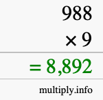 How to calculate 988 times 9 using long multiplication How to calculate 988 times 9 using long multiplication