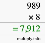 How to calculate 989 times 8 using long multiplication How to calculate 989 times 8 using long multiplication