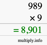 How to calculate 989 times 9 using long multiplication How to calculate 989 times 9 using long multiplication