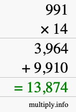 How to calculate 991 times 14 using long multiplication How to calculate 991 times 14 using long multiplication
