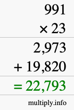 How to calculate 991 times 23 using long multiplication How to calculate 991 times 23 using long multiplication