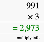 How to calculate 991 times 3 using long multiplication