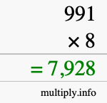 How to calculate 991 times 8 using long multiplication How to calculate 991 times 8 using long multiplication