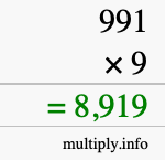 How to calculate 991 times 9 using long multiplication How to calculate 991 times 9 using long multiplication