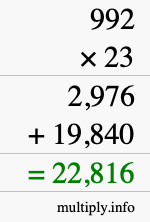 How to calculate 992 times 23 using long multiplication How to calculate 992 times 23 using long multiplication